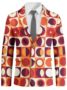Men's 70s Retro Disco Suit Jacket, Slim-Fitting Party Stage Performance, Casual All over Print, Spring & Fall Fashion