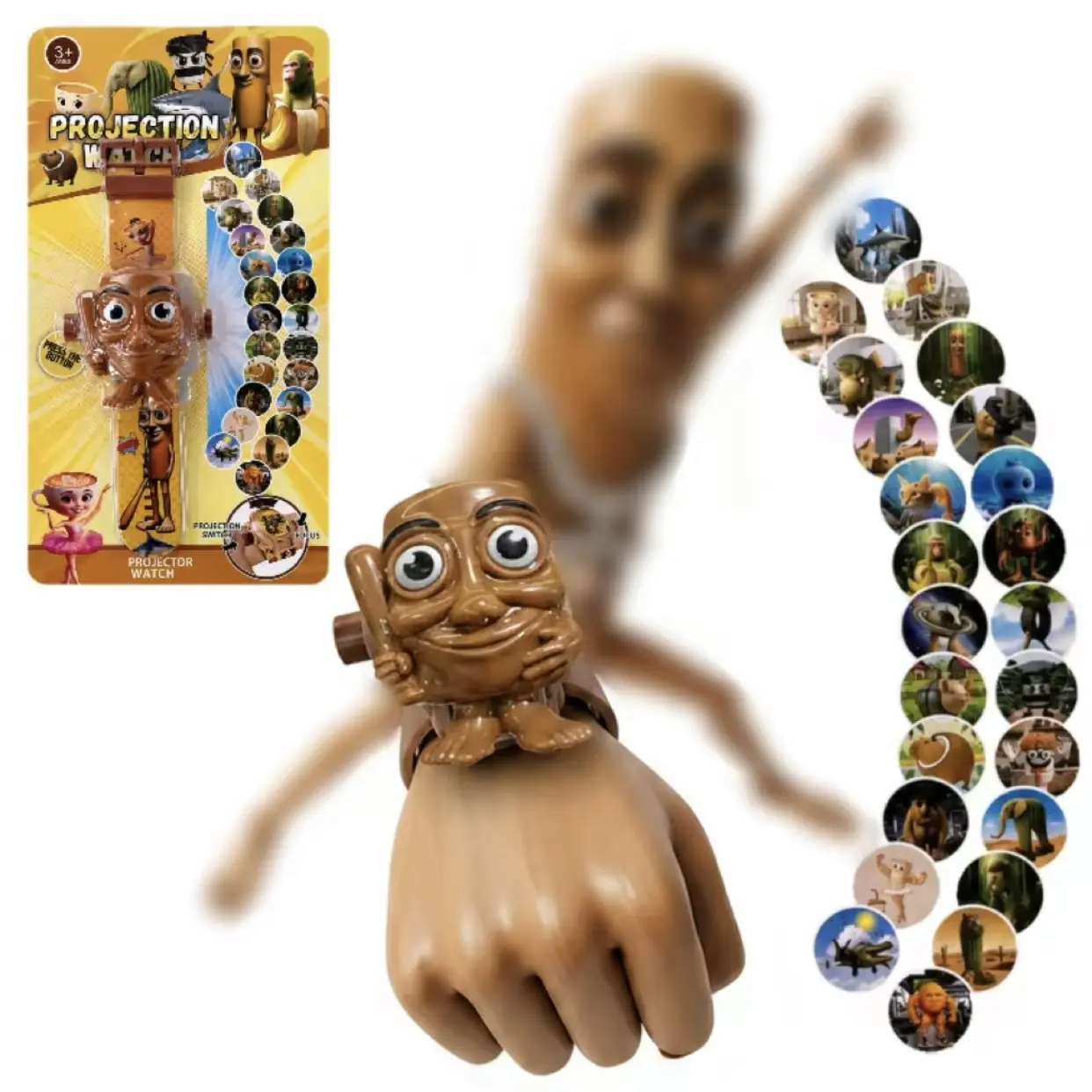 1 Pc 3D Meme Mythical Creature Projection Wristwatch - Casual, Sweatproof, Flexible Adjustable Strap Novelty Educational Toy Accessory for Teens - Quirky Oddities Teen Boy Birthday Gift, Party Bag Item