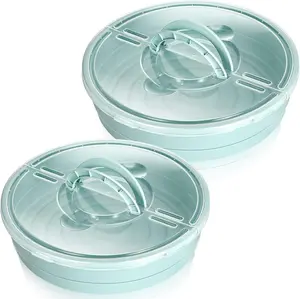 2 Pcs 12'' Pie Containers with Lids and Handle, Pizza with Cover Airtight Reusable Cake Holder for Cheesecake Cookie Desert Tortilla Pastry(Green)