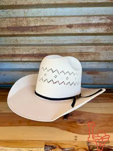 Los Vaqueros Straw Hat Tall Crown Aztec White