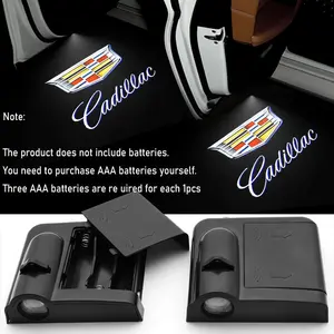 1/2/4Pcs Car Logo Door Light Welcome Lamp Wireless LED Projector Shadow Lights Lamp Auto Accessories For Cadillac CT4 CT5 CT6 ATS CTS XT4 XT5 XT6 DTS SRX XTS BLS SLS STS ELR Escalade Deville