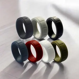 Mens 8MM Block Design Casual Style Silicone Ring (Size 9-13)