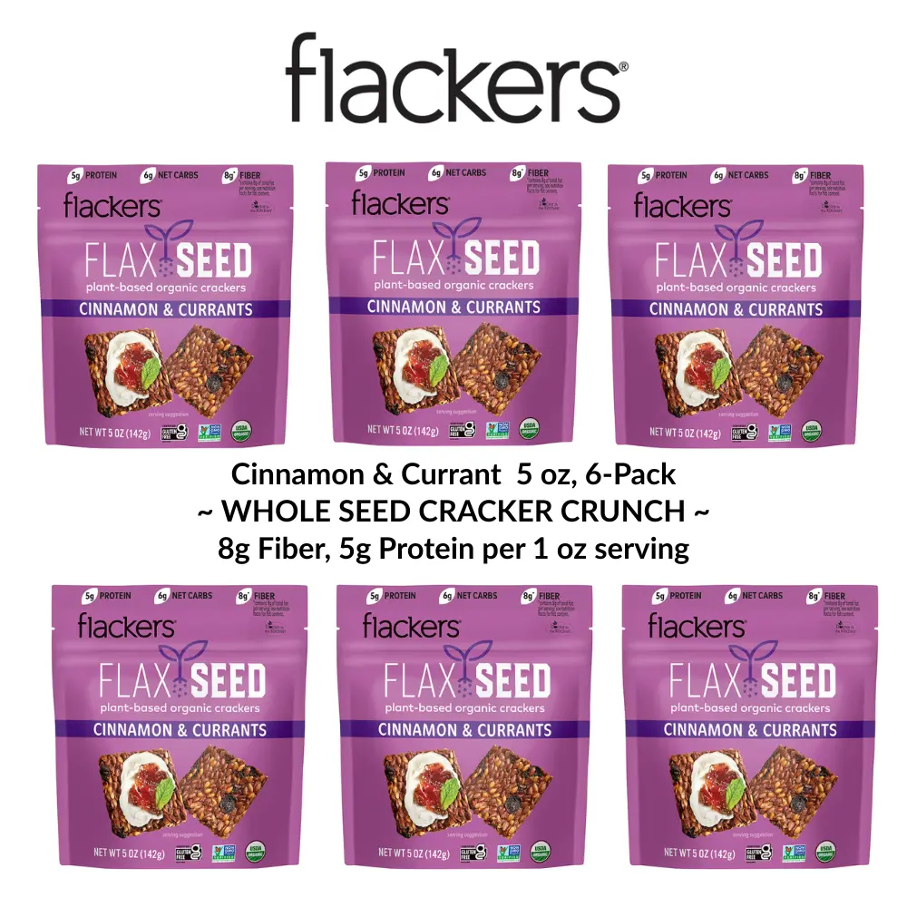 Cinnamon Flackers Organic Flax Seed Crackers, 5oz / 6-Pack