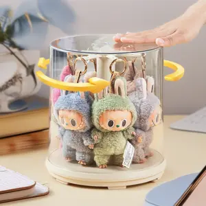 Rotating Display Box  Halloween  Gift  Acrylic Dolls Display Case  Acrylic Game Card Storage Box Storage Shelf for Plush Figures & Blind Box Collectibles Acrylic Display Case Kit Organizer LABUBU Clear Collector Storage Box