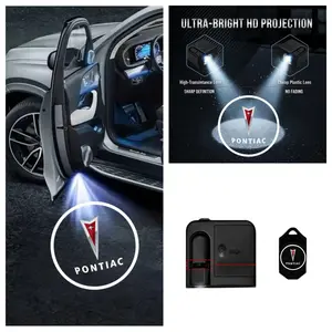 4PCS Pontiac Logo Car Door Welcome Light, Projection & Atmosphere Lamp, Led Door Light, No-Drill Stick-On Easy Installation, Fit for Pontiac Models