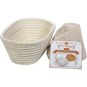 Premium Round Bread Banneton Basket with Liner - Perfect Brotform Proofing Basket for Making Beautiful Bread (10 inch Oval)