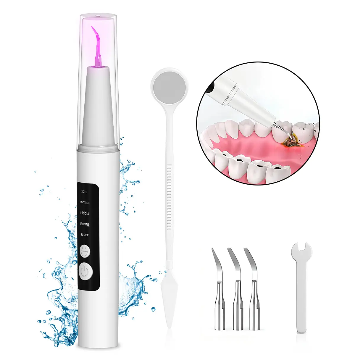 Plaque Remover for Teeth, Tartar Remover for Teeth Cleaning with 3 Replaceable Heads and 5 Adjustable Modes,Rechargeable Teeth Cleaning Plaque Remover for Home