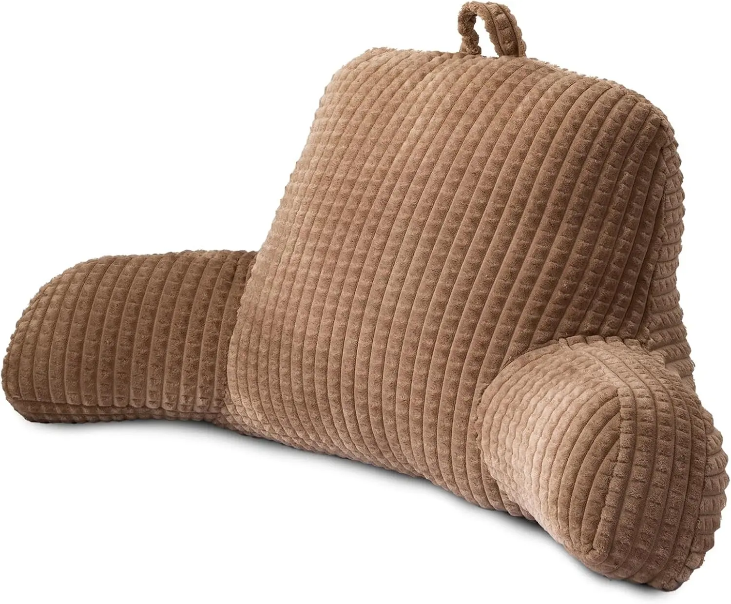 Reding Pillow Bed Wedge Lrge dult  Bckrest with rms Bck Support for Sitting Up in Bed/Couch for Lounging Bedrest,Wffle Stereoscopic Design,Khki