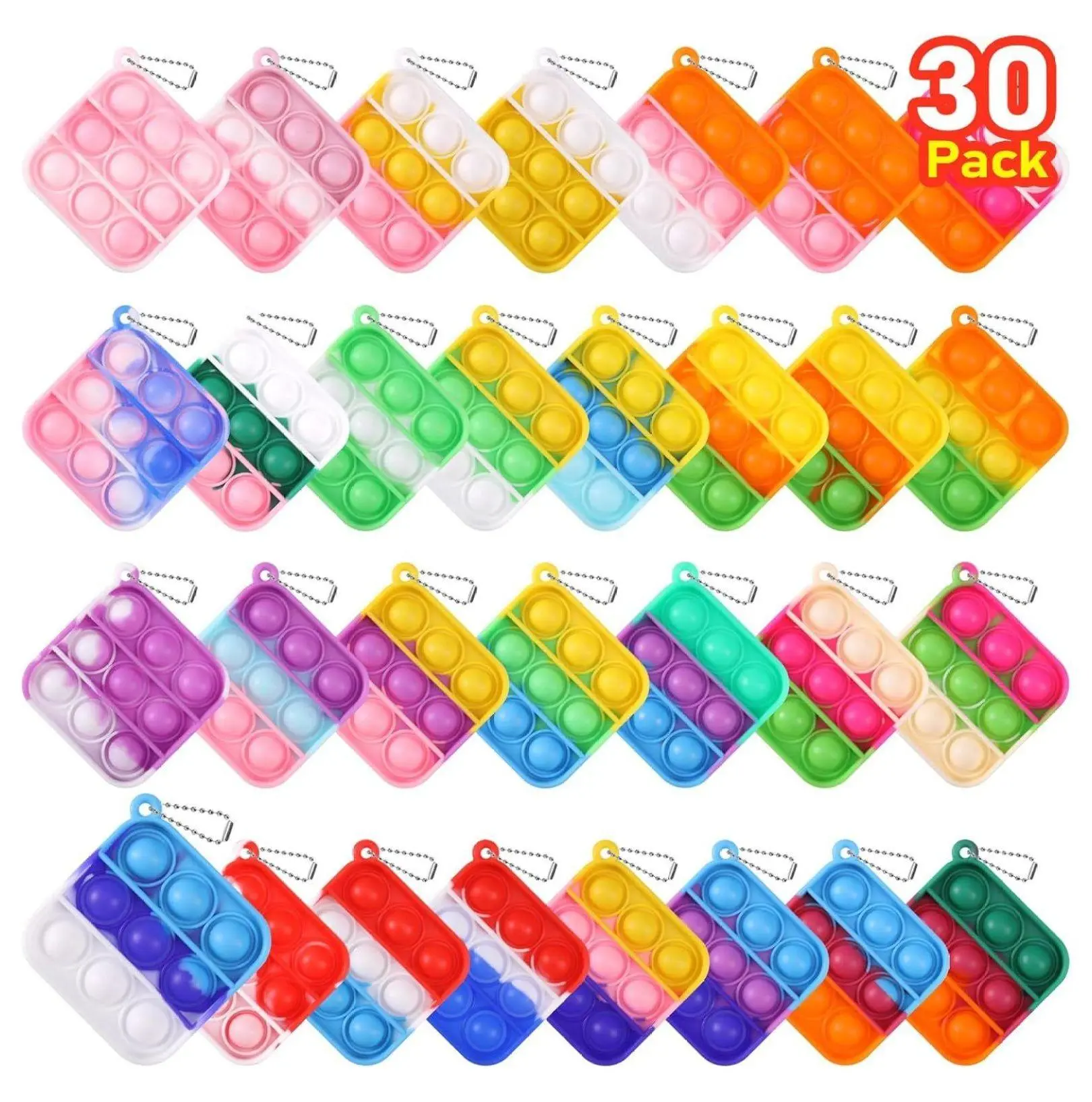 Mini Fidget Its Bulk 30 Pack - Party Favors for Kids 4-12 - Classroom Prizes, Birthday Goodie Bags, Stocking Stuffers, Stress Relief Toys RED