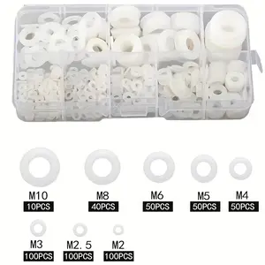 500pcs White Nylon Plastic Washer Assortment Set, Suitable For High Temperature And Dielectric Insulation, M2-M10, Convenient Boxed Packaging