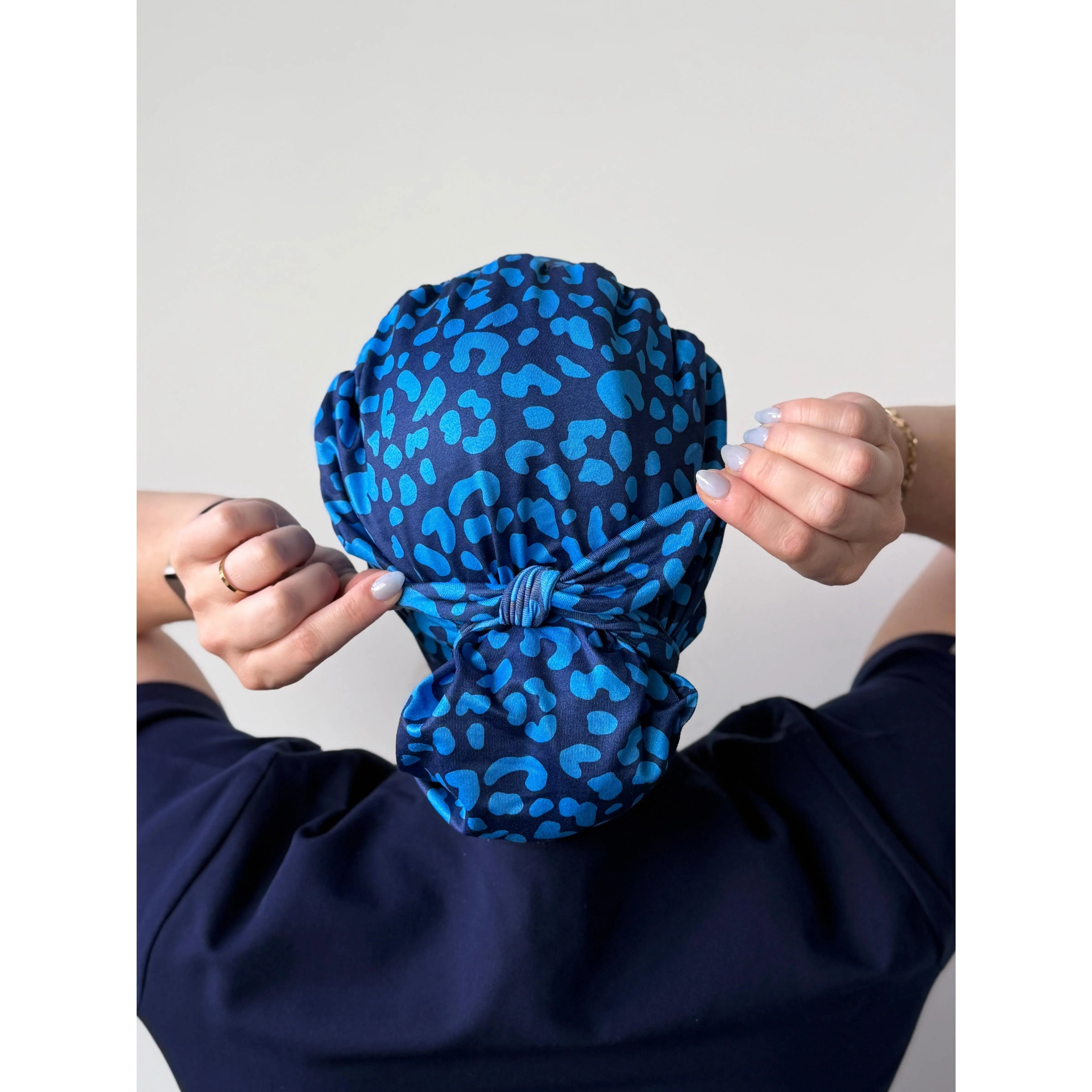 CloudCaps Scrub Cap | Navy Cheetah