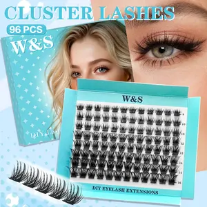 Natural Wispy Cluster Eyelashes Set C02 DIY Lash Extension Eyelash Extensions at Home Individual Lash Clusters Individual False Lashes for Makeup, Summer Makeup, Wispy Volume Set