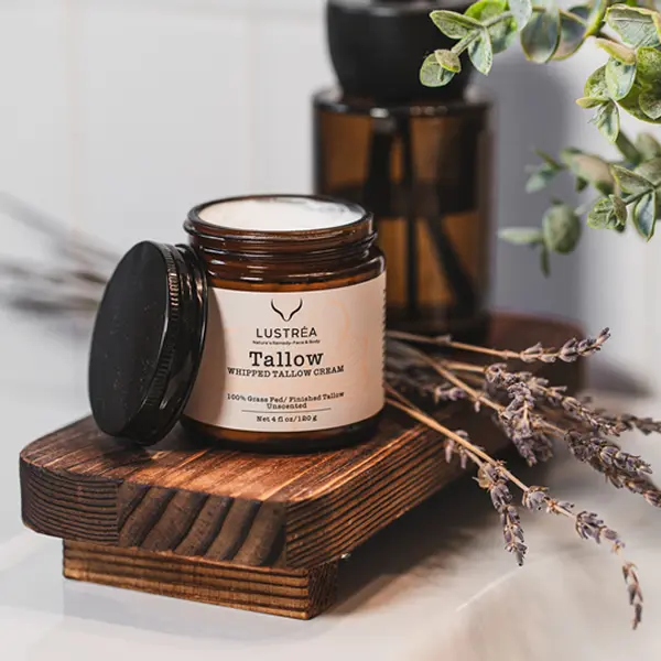 LUSTRÉA Whipped Tallow Balm – 4oz | Grass-Fed, Organic, Ultra-Nourishing Balm