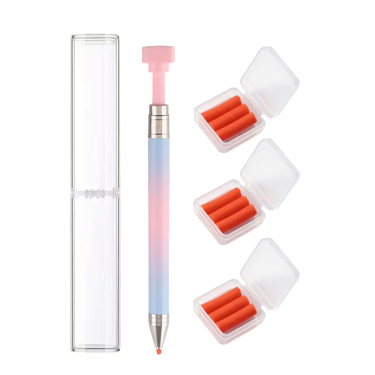 Automatic Refillable Pencil with 9 Replacement Cores, Ideal for Nail Art, Diamond Painting, DIY Crafts, Gemstone Pickup Tool, Diamond Painting Tools