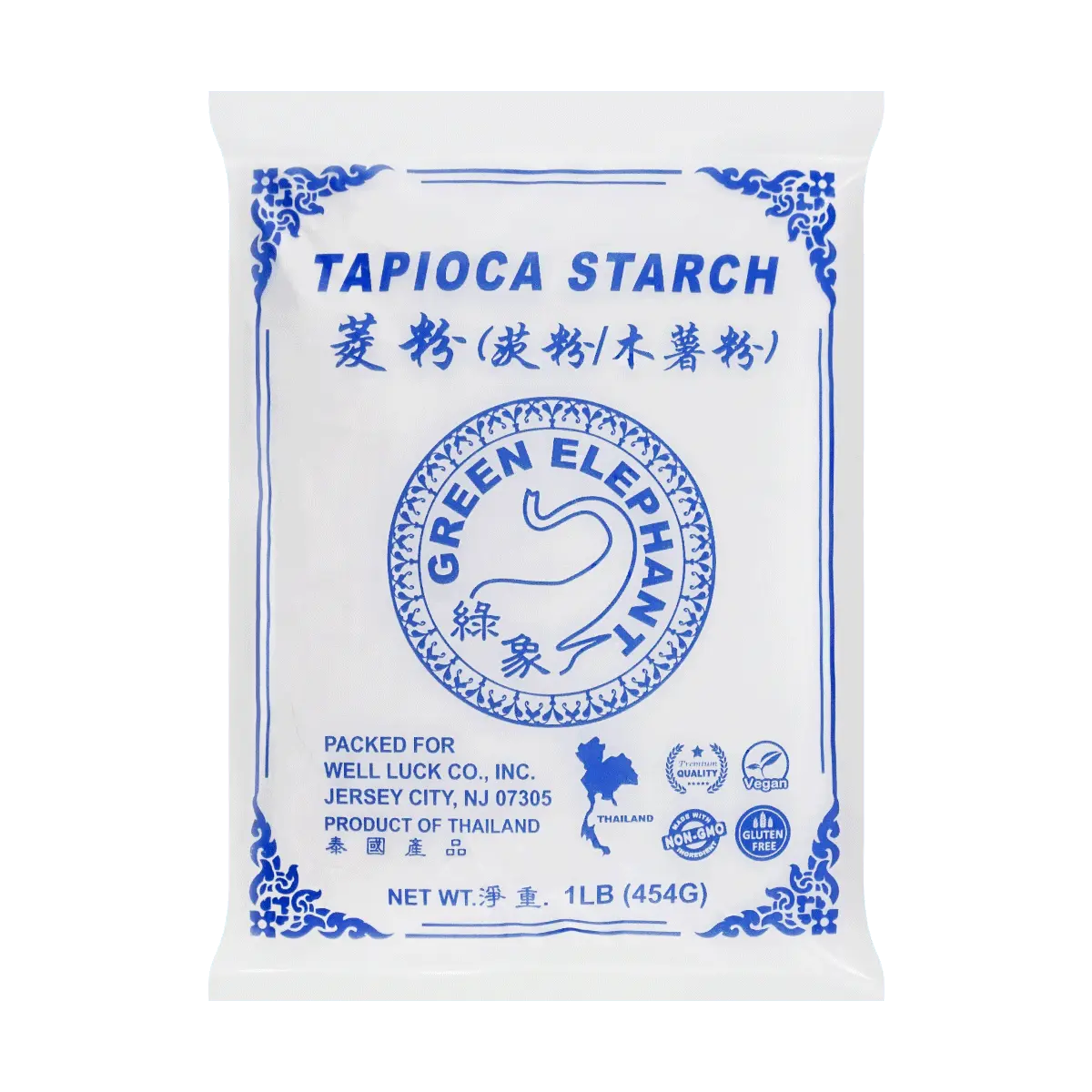 Green Elephant Tapioca Starch Flour - 1lb (454g) - Premium Cassava Flour for Boba Pearls, Taro Balls, Baking, Desserts & DIY Cooking