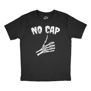 Youth Funny T Shirts No Cap Sarcastic Halloween Graphic Novelty Tee For Kids Funny T Shirts Halloween Tops for Kid Novelty Tees for Kids Black - No