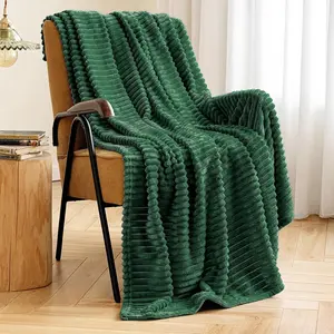 Textured Striped Couch Throw,Ultra Soft Cozy Throw Blanket,Luxurious Cozy Textured Fuzzy Blanket for All Season Use,All Season Plush Bed Blanket