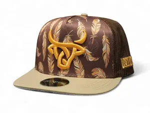 Brown Feathers Khaki Flat Bill Lost Calf