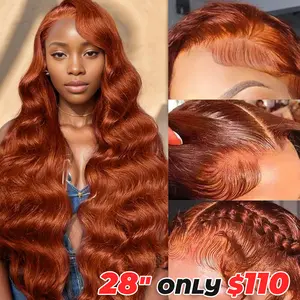 13x6 HD Reddish Brown Lace Front Wigs Human Hair Auburn Colored Body Wave Frontal Wigs for Women 180 Density Copper Red Glueless Body Wave Lace Front Wig Pre Plucked Baby Hair TikTokShopBlackFriday