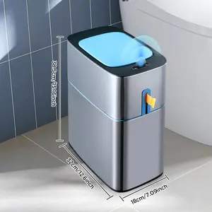 Joybos stainless steel touch-free trash can(Battery Not Included) , narrow metal automatic privacy bathroom trash can, suitable for bedroom, office, bathroom. Stainless steel dog-proof trash can