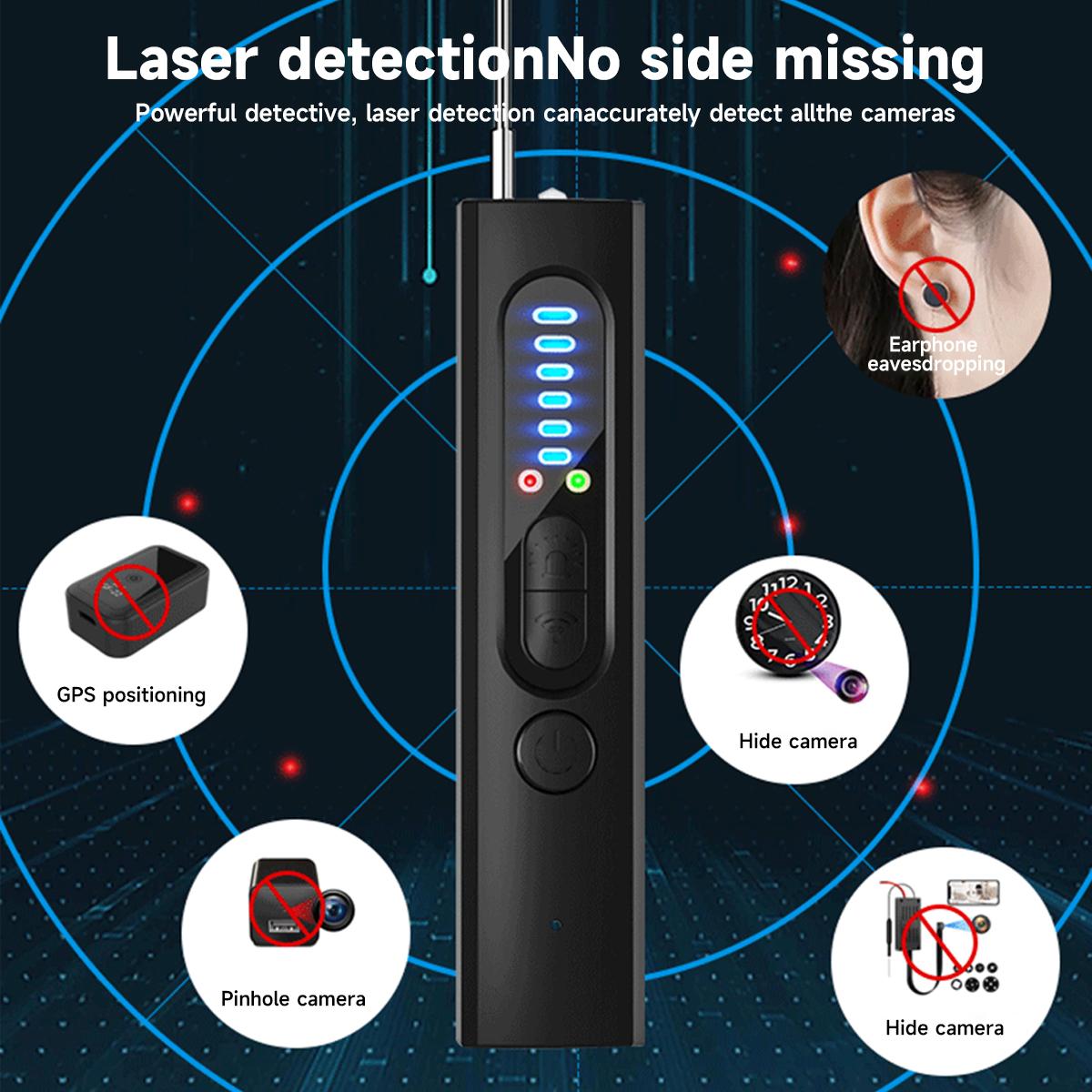 Hidden Camera Detectors, GPS Tracker Detector with 6 Sensitivity Levels, Listening Device Detector, 25H Working Time for Travel, Car, Bathroom, Office, Hotel, Rental, Find Out Hidden GPS Trackers