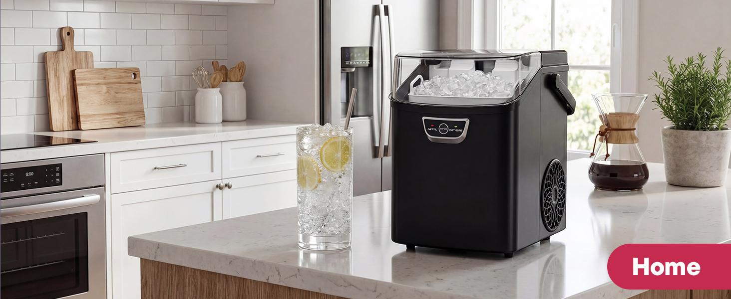 EUHOMY Nugget Ice Maker Countertop with Handle, Ready in 6 Mins, 33lbs/24H, Removable Top Cover, Auto-Cleaning, Portable Pebble Ice Maker with Basket and Scoop, for Home/Kitchen/Party/Camping EUHOMY Nugget Ice Maker Countertop with Handle, Ready in 6 Mins, 33lbs/24H, Removable Top Cover, Auto-Cleaning, Portable Pebble Ice Maker with Basket and Scoop, for Home/Kitchen/Party/Camping