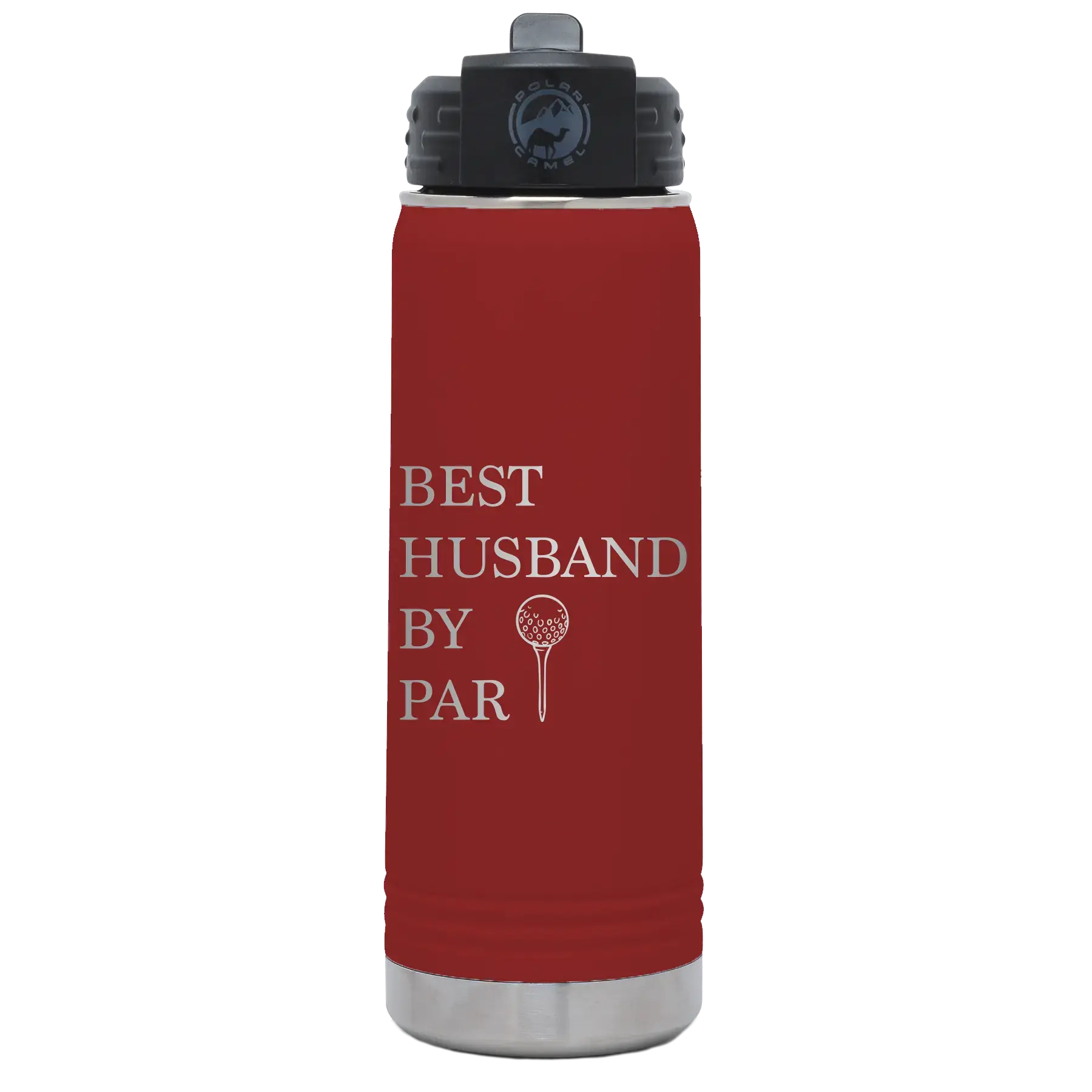 Personalized Best Husband by Par 20 oz Water Bottle - Maroon