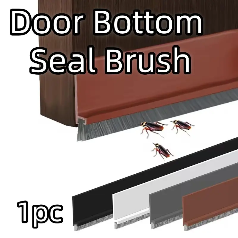 5.2cmx1meters Door Bottom Seal Brush, 1pc of Door Stoppers, Sweeps, And Sealing Strips Suitable for Both Outside And Inside Doors, Enhanced Brush Sealing Strips, Suitable for Home and Bedroom Door Windproof, Door Draft Stopper, Garage Door Seal Bottom