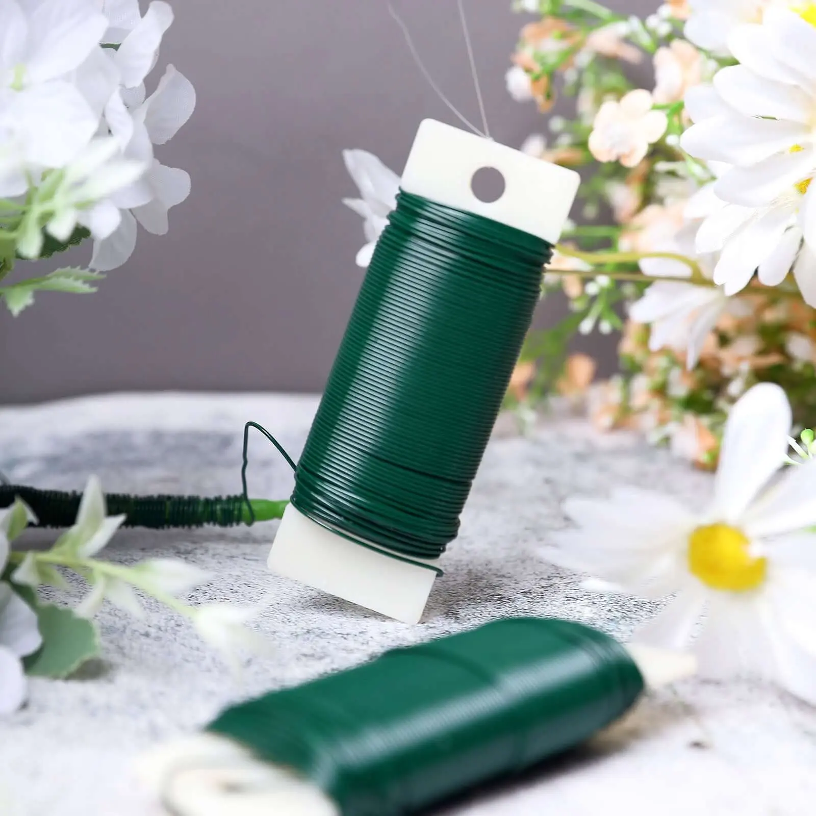2 Pack Green Floral Wire, DIY Craft Paddle Wire for Flower Arrangements 38 Yards 20 Gauge