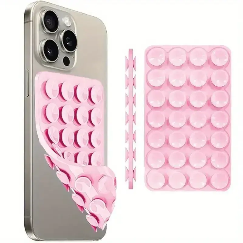 Double-Sided Silicone Sticky Pad Cellphone Holder - Non-Slip Suction Cup Smartphone Mount, Hands-Free Accessory for Selfie Users, Mobile