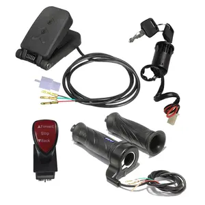 12v 24v 36v 48v Brushless Motor Forward Reverse Switch Toggle with Foot Pedal Throttle Accelerator, Ignition Key Switch, Handle Grips for Electric Scooter Razor ATV Quad E-Bike Go Kart Buggy Dune