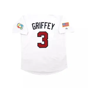 Ken Griffey Jr 2006 Team USA World Baseball Classic WBC Men's Jersey, White, Fitted Design, Prominent Back Number "3", Unisex