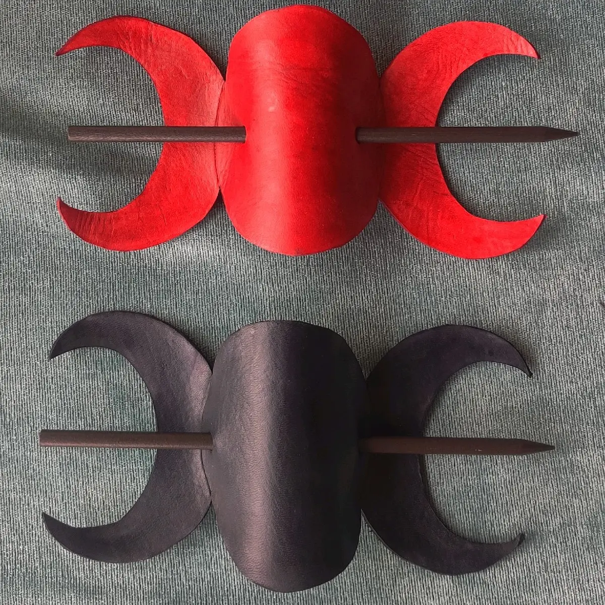 Handmade Triple Moon Leather Hair Slider