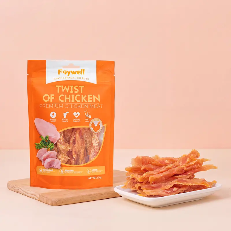 #FW022 - Faywell Chicken Jerky Dog Training Treats, Twist of Chicken, Premium Chicken Breast, Calcium Rich, Low in Fat, 120g