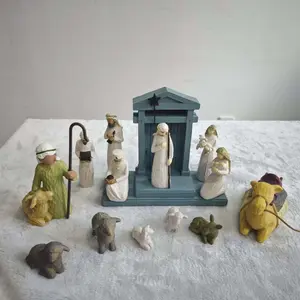 Lamb Llama Goat Mage Figurine Set, 14pcs/set Resin Decoration, Holy Scene Ornament, Home Decor for Living Room Bedroom, Room Decor, Home Decor