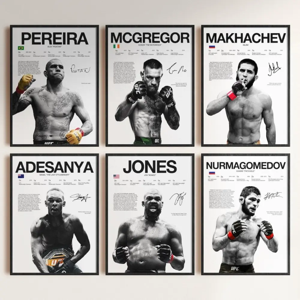 Jones McGregor Habib Islam Adesanya Pereira UFC Fighter Poster Set - Artistic Artwork, Above Bed Wall Decor, Man Cave Decor, Creative Graphic Prints, Home Room Wall Art for DIY Frame