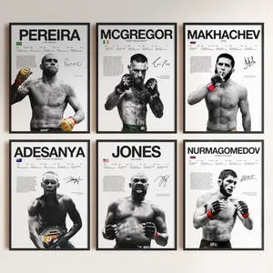 Jones McGregor Habib Islam Adesanya Pereira Poster Set UFC Fighter Wall Art UFC Legends Printed Decor Set