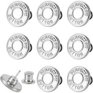 9pcs 17mm Jeans Buttons, Adjustable Metal Button Closure, Reusable Denim Fasteners, Durable Clothing Hardware, Perfect for DIY Projects