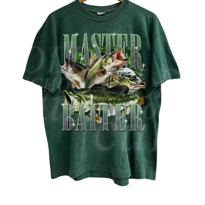 Master Baiter Retro Graphic T-Shirt, Bass Fishing Shirt For Men, Funny Fisher Tee, Husband Shirt, Bass Lovers Gift, Dad Gifts, Fish Lovers, vintage unisex Menswear Top