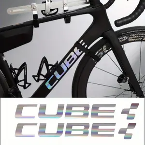 4 Pieces/1 Set Racing Bicycle Reflective Sticker Pack, Vinyl Bicycle Art Deco Cube Bicycle Frame Decal, Bicycle DIY Sticker Decoration