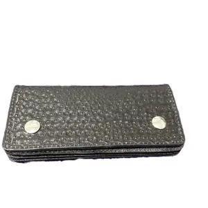 Biker Leather Zippered Pocket Long Wallet Black