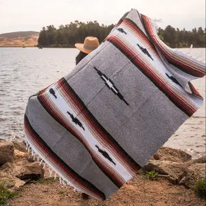 Grey Baja Mexican Diamond Yoga Blanket