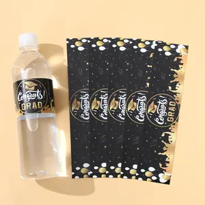 New Black and Gold Color Graduation Bottle Stickers Graduation Decoration for Home Bottle Stickers Class of 2025 Graduation Party Supplies Gifts
