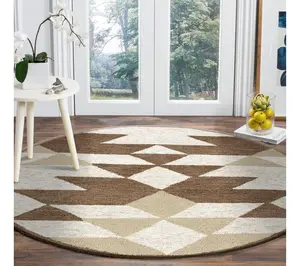 Ox Bay Southwest Hand-Tufted Wool Indoor Rug, 4' Round