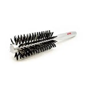 Alpha New York Professional Round Hair Brush Natural Boar Bristle Extra Small (Silver) in Ash Wood, Seamless Construction for Healthy Hair
