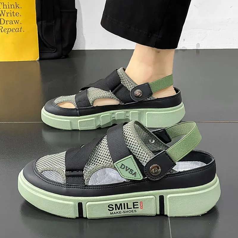 Men's summer outdoor non-slip sandals for teenagers, dual-use for junior high school students, beach closed-toe sports driving clogs