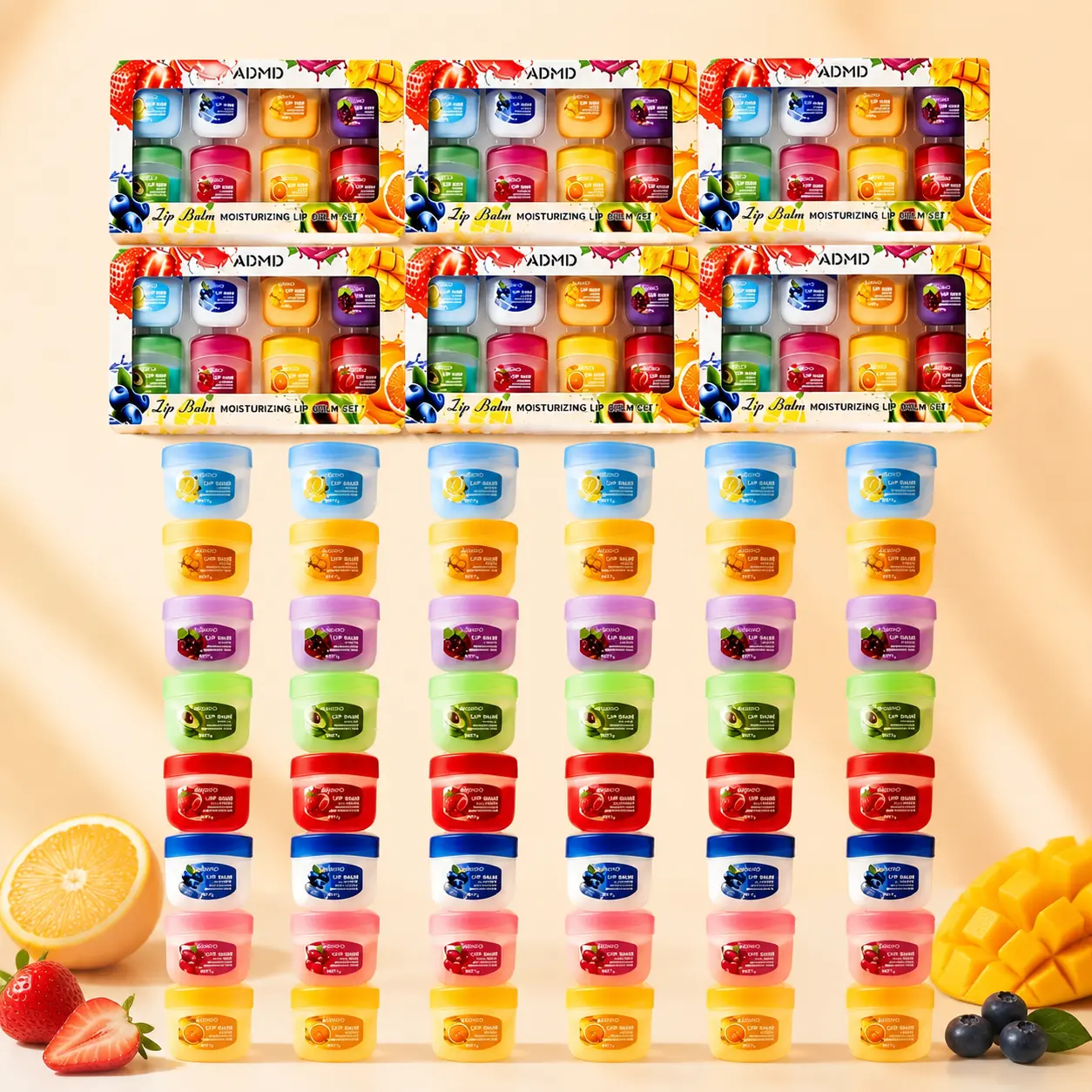 48PCS Fruit Flavor Mini Lip Balm Set, 6 Pack 8 Count Hydrating Lip Mask Bulk Kit, Colorless Anti Chapping Lip Moisturizer Priming Lip Gloss, Long Lasting Nourishing Lip Care For Dry Chapped Lips, Cute Portable Mini Chapstick Holiday Gift Set