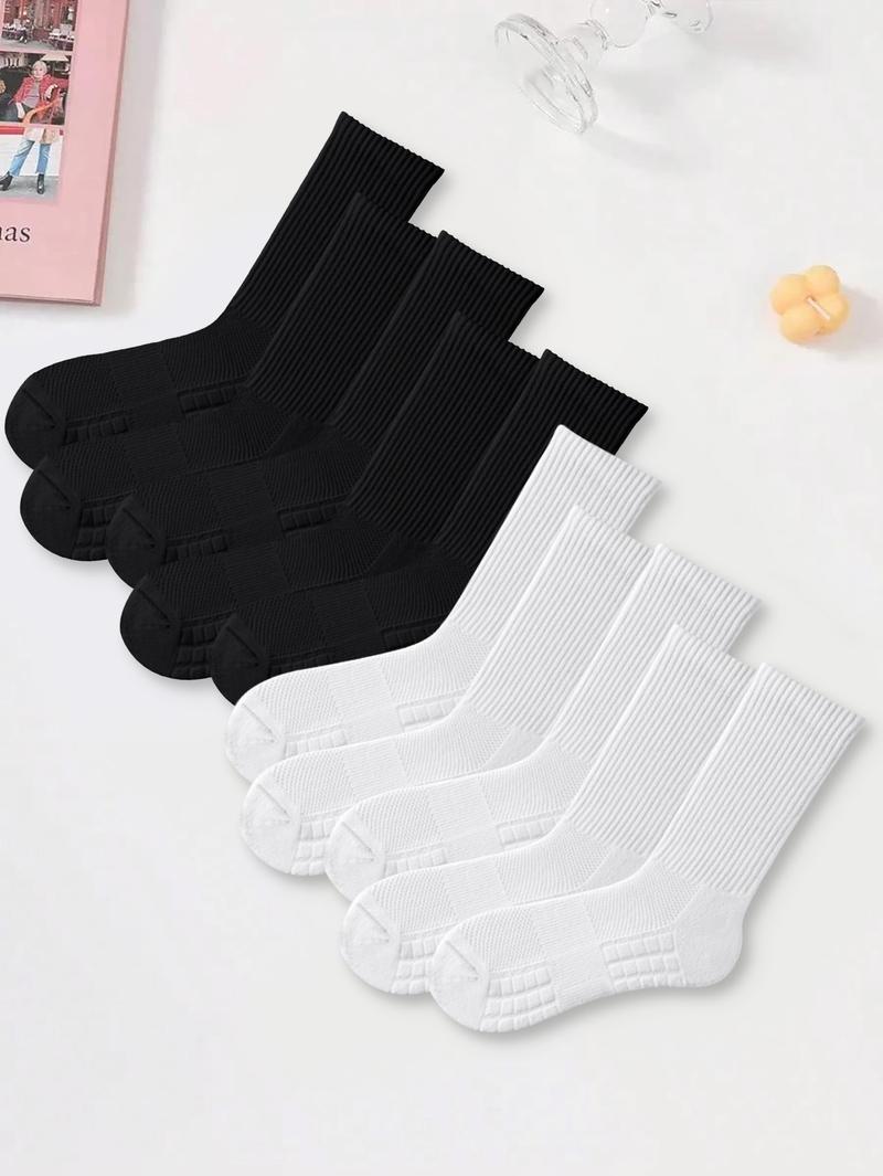 CCCMAI Men's Towel Bottom Socks Long Black & White Comfortable Absorbent for Everyday Wear Soft Feel Full Coverage Support Menswear Soft Stylish