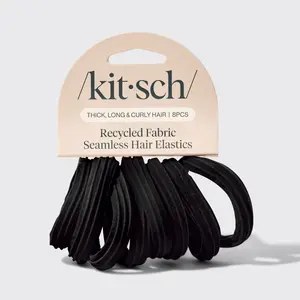 Kitsch Black Seamless Hair Elastics 8pcs Set