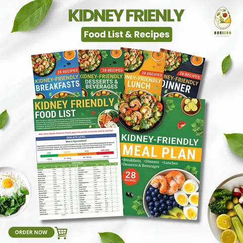 Kidney-Friendly Food List & Recipes, 6-Pack Renal Diet Guide with 112+ Recipes, 28-Day Meal Plan & Nutrition Charts